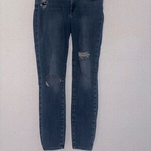 New York & Company Dark Blue Distressed Skinny Jeans
